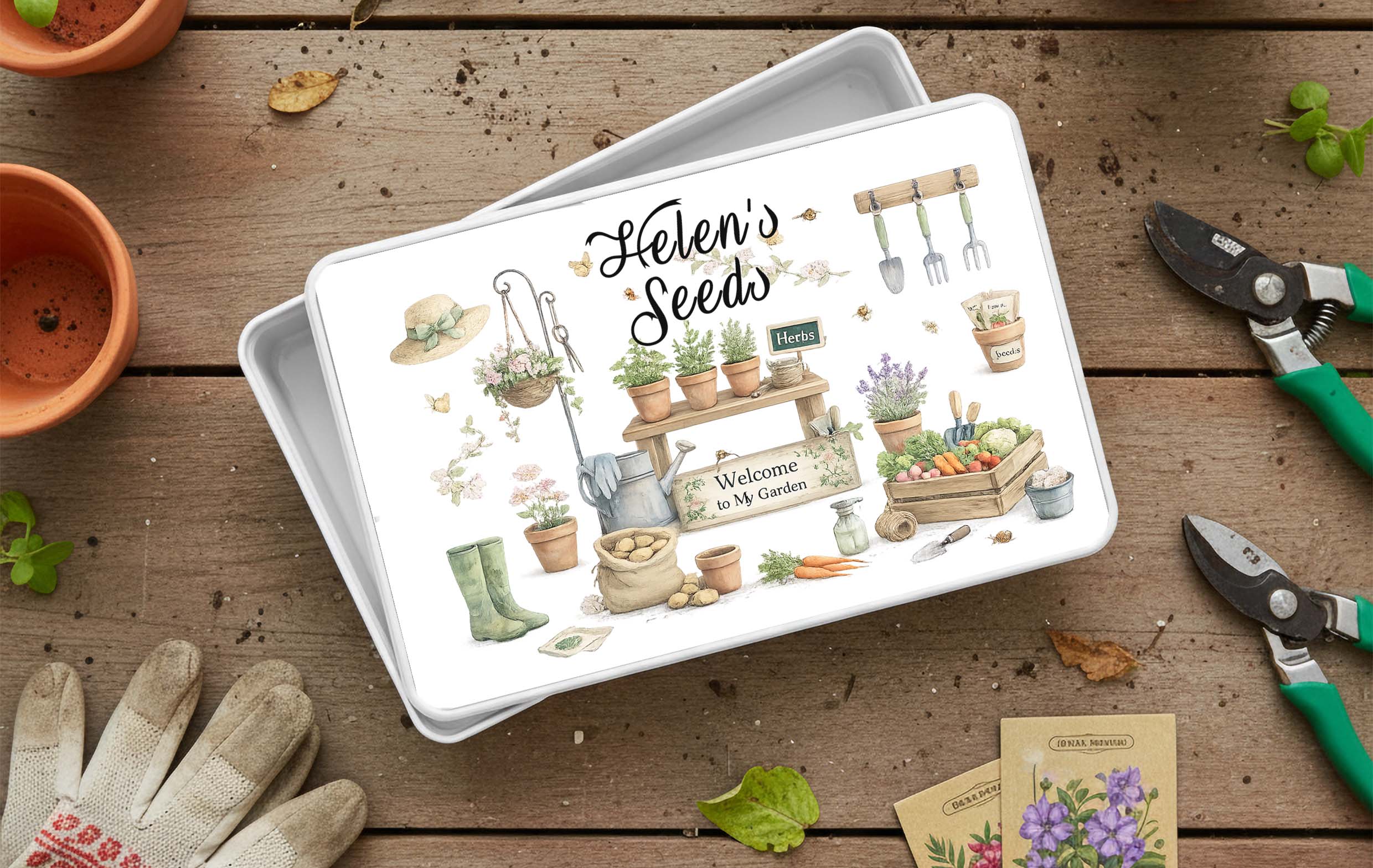 Custom Name Metal Keepsake Tin – Personalised Seed Tin Storage Box with Lid - Image 4