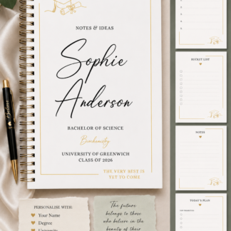 Personalised Graduation Notebook | A5 Handmade Gift | Custom Graduate Journal | Class of 2026 Keepsake | University Gift
