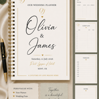 Personalised Wedding Planner Notebook | Custom A5 Wedding Organiser | Handmade